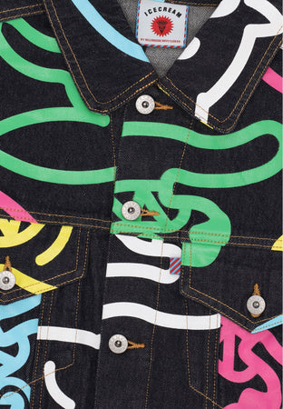 ICE CREAM Jeans Uomo Jumbo Running Dog Denim Jacket Black/multi da uomo