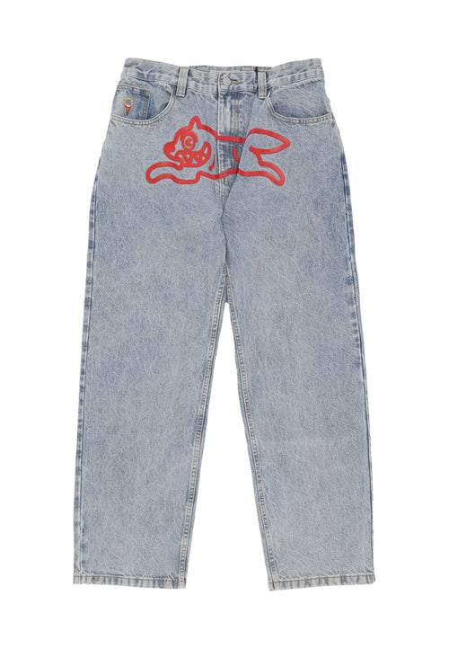 ICE CREAM Jeans Uomo Running Dog Double Scoop Denim Pant Light Wash Blue da uomo