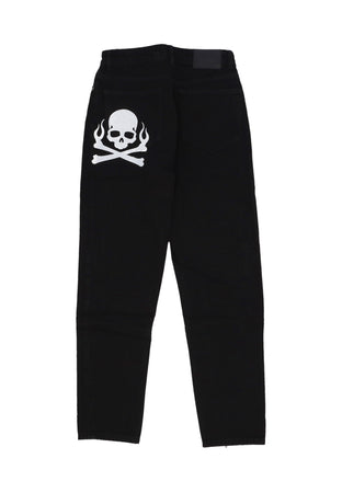 VISION OF SUPER Jeans Uomo Skull Print Denim Black da uomo
