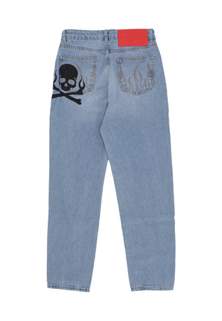 VISION OF SUPER Jeans Uomo Skull Print Denim Blue da uomo