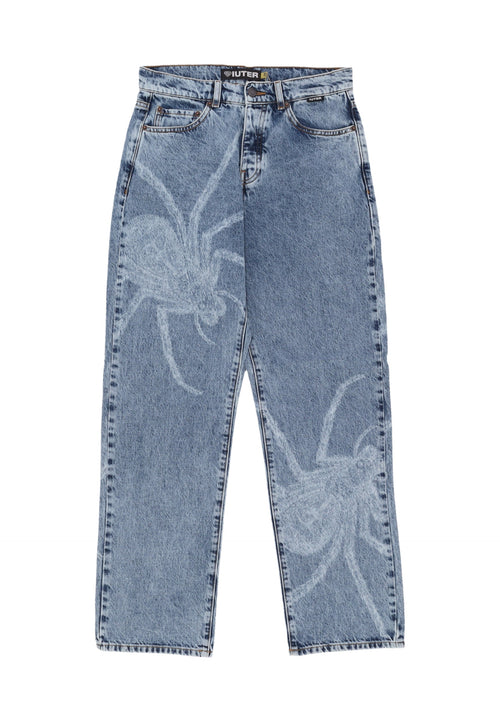 IUTER Jeans Uomo Spider Loose Denim Pants Blue Bleach da uomo