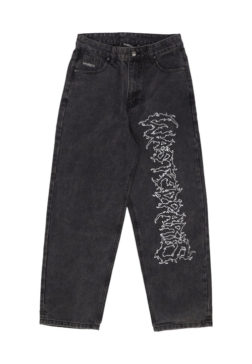 WASTED PARIS Jeans Uomo Varg Casper Pants Faded Black da uomo