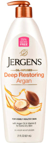 Jergens Deep Restoring Argan Moisturizer Body Lotion 621 Ml Crema per Il Corpo All'argan Crema Idratante E Nutriente per Pelli Più Nutrite
