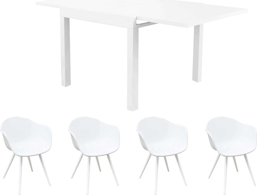 JERRI---set-tavolo-da-giardino-in-alluminio-con-4-sedie-90/180x90-Bianco-Milani-Home