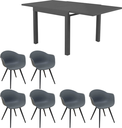 JERRI---set-tavolo-da-giardino-in-alluminio-con-6-sedie-90/180x90-Antracite-Milani-Home