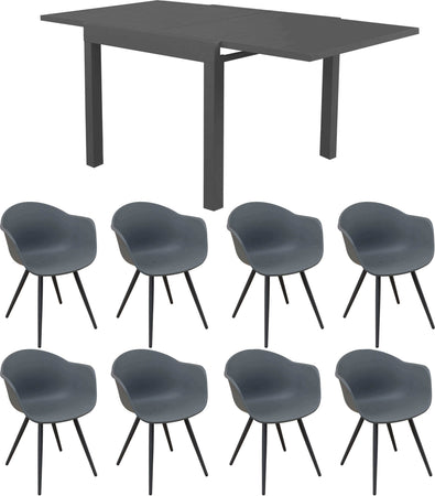 JERRI---set-tavolo-da-giardino-in-alluminio-con-8-sedie-90/180x90-Antracite-Milani-Home
