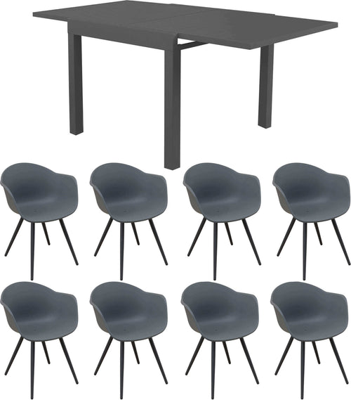 JERRI---set-tavolo-da-giardino-in-alluminio-con-8-sedie-90/180x90-Antracite-Milani-Home