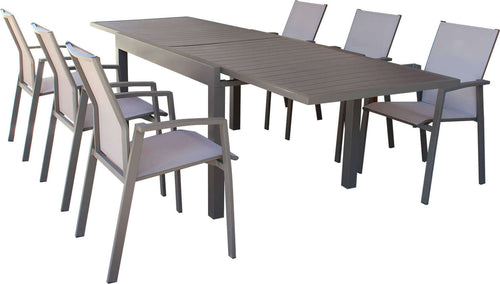 JERRI---set-tavolo-in-alluminio-cm-135/270x90x75-h-con-6-sedute-Taupe-Milani-Home