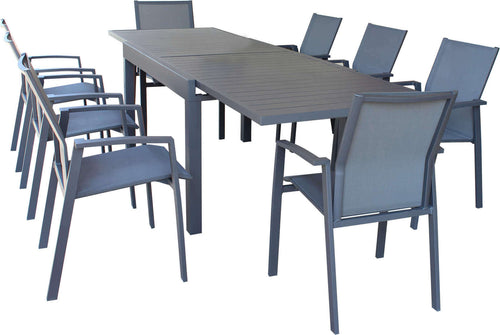 JERRI---set-tavolo-in-alluminio-cm-135/270x90x75-h-con-8-sedute-Antracite-Milani-Home