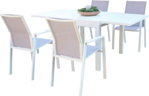 JERRI---set-tavolo-in-alluminio-cm-90/180x90x75-h-con-4-sedute-Bianco-Milani-Home