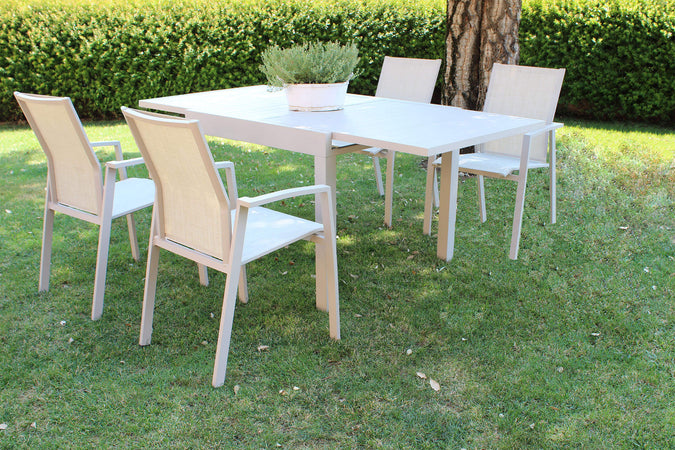 JERRI---set-tavolo-in-alluminio-cm-90/180x90x75-h-con-4-sedute-Tortora-Milani-Home