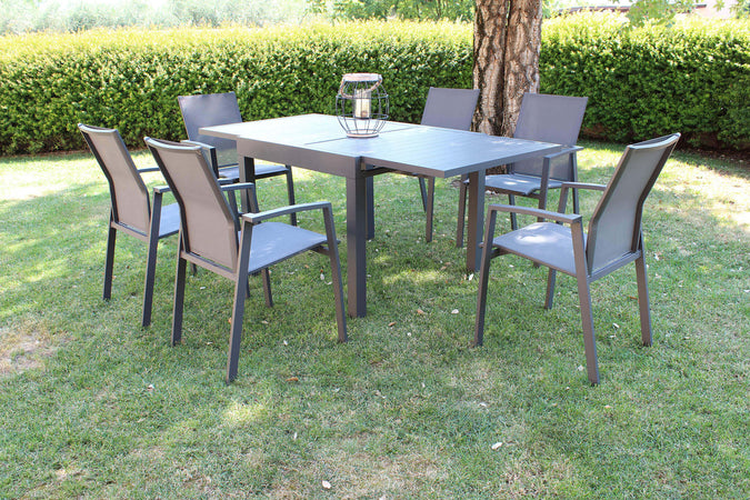 JERRI---set-tavolo-in-alluminio-cm-90/180x90x75-h-con-6-sedute-Antracite-Milani-Home