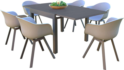 JERRI---set-tavolo-in-alluminio-cm-90/180x90x75-h-con-6-sedute-Taupe-Milani-Home