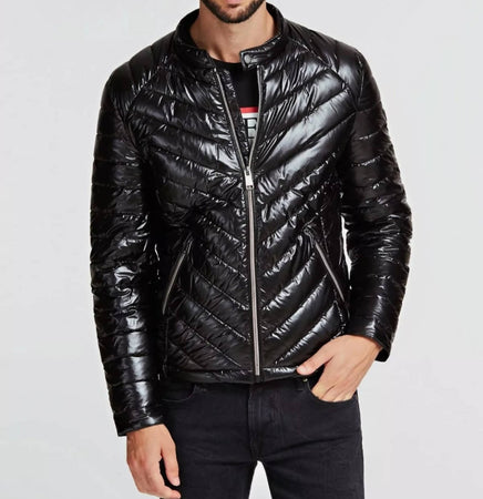 Guess Giubbotto Imbottito Nero Uomo Piumino Eco Giacca Imbottita Bomber Man Bomber Jacket Stretch Tasche e Zip