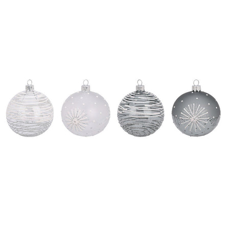 Palline per albero di Natale, in Vetro, con glitter, Ø 80 mm, 12 pezzi