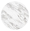 Tavolo John Marble tondo con gambe in acciaio, struttura cromata, piano in legno ricoperto con carta effetto marmo
