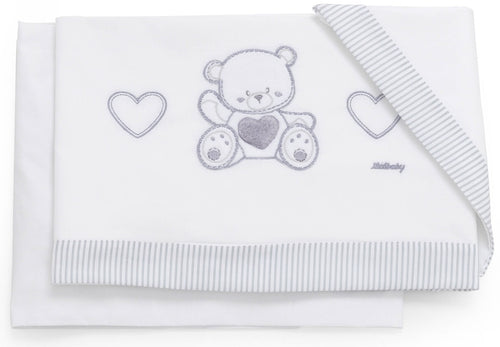 Set Lenzuola Letto 3 Pz Italbaby Jolie Oblò Grigio