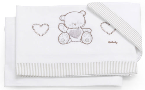 Set Lenzuola Letto 3 Pz Italbaby Jolie Tortora
