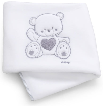 Copertina Pile Lettino Ricamata Italbaby Jolie Oblò Grigio