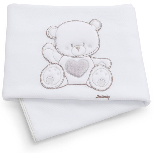 Copertina Piquet Lettino Ricamata Italbaby Jolie Tortora
