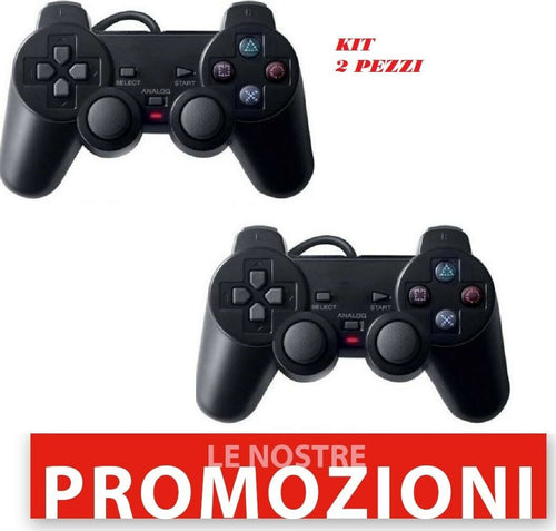 JOYSTICK-CON-FILO-COMPATIBILE-PS2-PLAYSTATION-2-JOYPAD-CONTROLLER-KIT-2-PEZZI