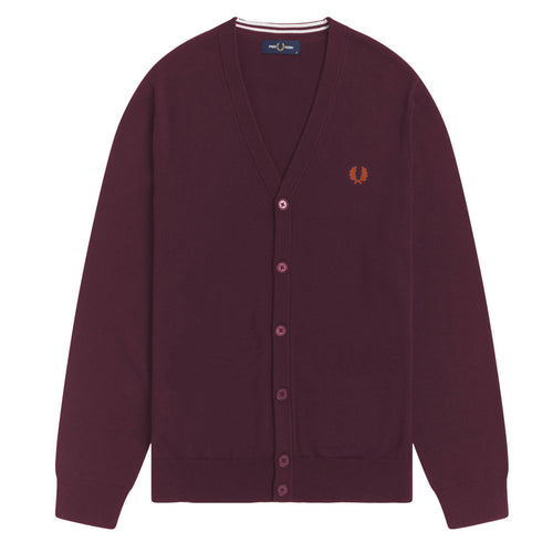 Fred Perry Cardigan Uomo Tinta Unita 100% Cotone Maniche Lunghe Maglione Pullover con Bottoni Logo Ricamato Collo A Scialle