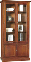 JULIET---mobile-con-vetrina-in-legno-massello-90x41x186-Tinta-noce-Milani-Home
