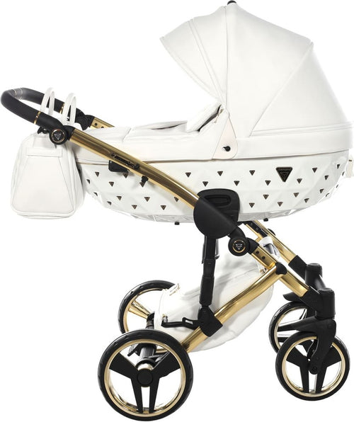 Junama Diamond Exclusive White 3 in 1  Telaio e Dettagli Oro Giallo Prima infanzia/Passeggini carrozzine e accessori/Passeggini e carrozzine/Sistemi modulari La Casa Del Bebè - Napoli, Commerciovirtuoso.it