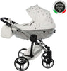 Junama Diamond GLOW V2 3 in 1 PELLE BIANCO Navicella Grigia Satinato Telaio CROMATO Prima infanzia/Passeggini carrozzine e accessori/Passeggini e carrozzine/Sistemi modulari La Casa Del Bebè - Napoli, Commerciovirtuoso.it