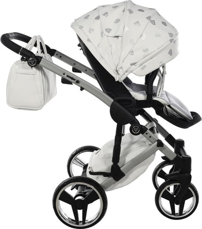 Junama Diamond GLOW V2 3 in 1 PELLE BIANCO Navicella Grigia Satinato Telaio CROMATO Prima infanzia/Passeggini carrozzine e accessori/Passeggini e carrozzine/Sistemi modulari La Casa Del Bebè - Napoli, Commerciovirtuoso.it