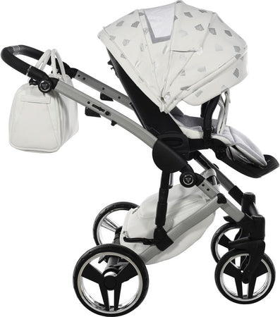 Junama Diamond GLOW V2 3 in 1 PELLE BIANCO Navicella Grigia Satinato Telaio CROMATO Prima infanzia/Passeggini carrozzine e accessori/Passeggini e carrozzine/Sistemi modulari La Casa Del Bebè - Napoli, Commerciovirtuoso.it