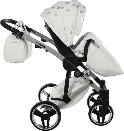 Junama Diamond GLOW V2 3 in 1 PELLE BIANCO Navicella Grigia Satinato Telaio CROMATO Prima infanzia/Passeggini carrozzine e accessori/Passeggini e carrozzine/Sistemi modulari La Casa Del Bebè - Napoli, Commerciovirtuoso.it