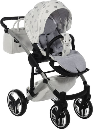 Junama Diamond GLOW V2 3 in 1 PELLE BIANCO Navicella Grigia Satinato Telaio CROMATO Prima infanzia/Passeggini carrozzine e accessori/Passeggini e carrozzine/Sistemi modulari La Casa Del Bebè - Napoli, Commerciovirtuoso.it