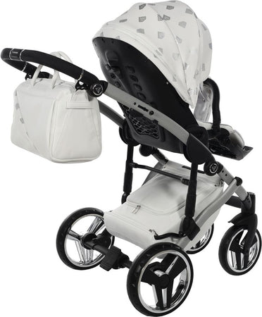 Junama Diamond GLOW V2 3 in 1 PELLE BIANCO Navicella Grigia Satinato Telaio CROMATO Prima infanzia/Passeggini carrozzine e accessori/Passeggini e carrozzine/Sistemi modulari La Casa Del Bebè - Napoli, Commerciovirtuoso.it