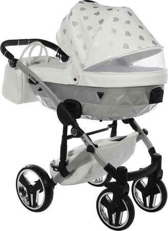 Junama Diamond GLOW V2 3 in 1 PELLE BIANCO Navicella Grigia Satinato Telaio CROMATO Prima infanzia/Passeggini carrozzine e accessori/Passeggini e carrozzine/Sistemi modulari La Casa Del Bebè - Napoli, Commerciovirtuoso.it