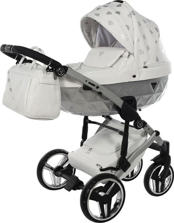 Junama Diamond GLOW V2 3 in 1 PELLE BIANCO Navicella Grigia Satinato Telaio CROMATO Prima infanzia/Passeggini carrozzine e accessori/Passeggini e carrozzine/Sistemi modulari La Casa Del Bebè - Napoli, Commerciovirtuoso.it