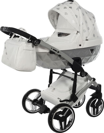 Junama Diamond GLOW V2 3 in 1 PELLE BIANCO Navicella Grigia Satinato Telaio CROMATO Prima infanzia/Passeggini carrozzine e accessori/Passeggini e carrozzine/Sistemi modulari La Casa Del Bebè - Napoli, Commerciovirtuoso.it