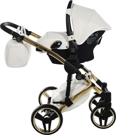 Junama Starry Night 3 in 1 Tessuto Bianco Telaio Oro Giallo Dettagli Bianco Ecopelle Prima infanzia/Passeggini carrozzine e accessori/Passeggini e carrozzine/Sistemi modulari La Casa Del Bebè - Napoli, Commerciovirtuoso.it