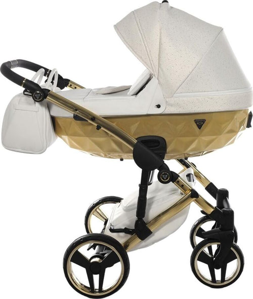 Junama Starry Night 3 in 1 Tessuto Bianco Telaio Oro Giallo Dettagli Bianco Ecopelle Prima infanzia/Passeggini carrozzine e accessori/Passeggini e carrozzine/Sistemi modulari La Casa Del Bebè - Napoli, Commerciovirtuoso.it