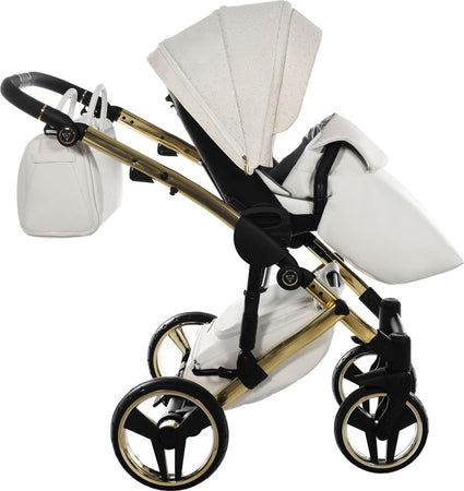 Junama Starry Night 3 in 1 Tessuto Bianco Telaio Oro Giallo Dettagli Bianco Ecopelle Prima infanzia/Passeggini carrozzine e accessori/Passeggini e carrozzine/Sistemi modulari La Casa Del Bebè - Napoli, Commerciovirtuoso.it