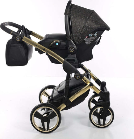 Junama Starry Night 3 in 1 Tessuto Nero Telaio Oro Giallo Dettagli Nero Ecopelle Prima infanzia/Passeggini carrozzine e accessori/Passeggini e carrozzine/Sistemi modulari La Casa Del Bebè - Napoli, Commerciovirtuoso.it