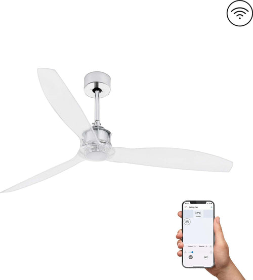 JUST FAN M Ventilatore da soffitto cromo con motore DC SMART Fai da te/Prodotti per la costruzione/Riscaldamento e raffreddamento/Sistemi mobili di climatizzazione/Ventilatori/Ventilatori da soffitto Led Mall Home - Napoli, Commerciovirtuoso.it
