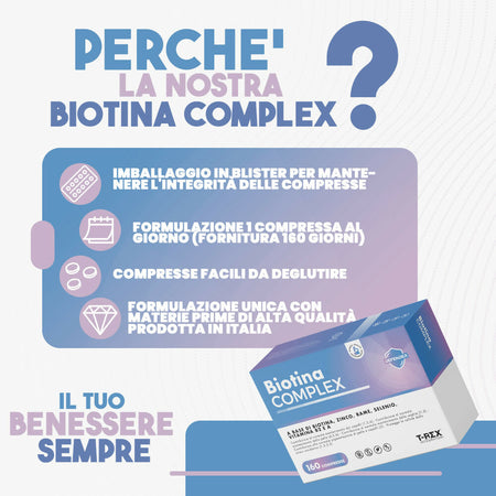 Biotina complex - integratore per capelli con biotina, rame, zinco, selenio e vitamina b2 - per crescita capelli, unghie e pelle - 160 mini compresse (5 mesi di fornitura)
