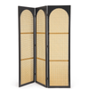 Paravento 3A josine nero in struttura in legno di pino, inserto di rattan 150 x 2 x 180 cm