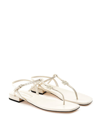 Miu Miu Sandalo Infradito in Vernice Avorio da donna