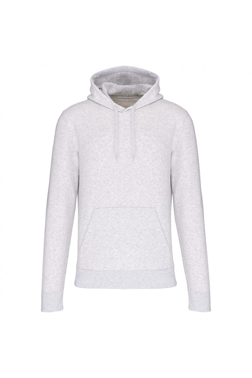 Felpa Ecosostenibile Cenere Felpa Uomo con Cappuccio Tascone Cotone Biologico Poliestere Riciclato