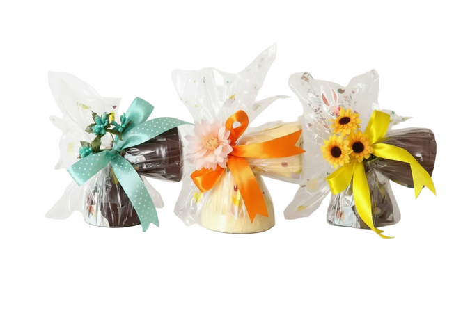 Campane Pasquali al Cioccolato Bianco o Latte o Fondente 120gr con sorpresa.