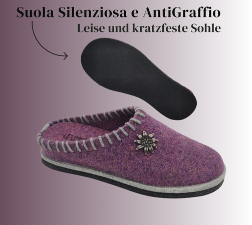 Le Originali Tirolesi Ciabatte Donna in Vera Lana Cotta, Pantofole Invernali 100% Made in Italy, Artigianato Ecosostenibil