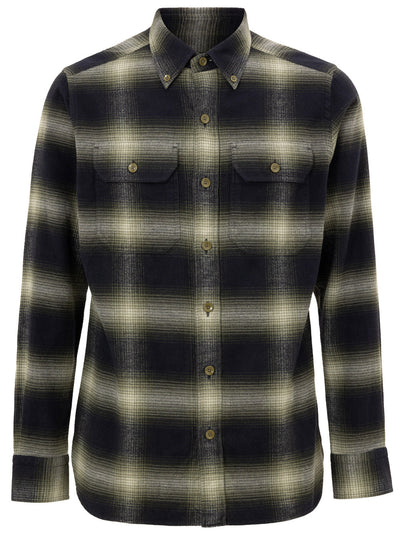 Tom Ford Camicia Western Uomo a Quadri - Verde e Blu da uomo