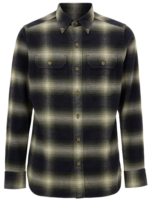 Tom Ford Camicia Western Uomo a Quadri - Verde e Blu da uomo